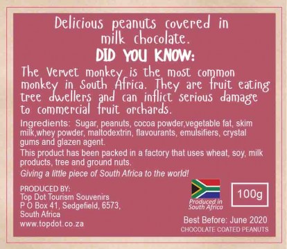 Novelty Confectionery Monkey Animal Droppings Back Label